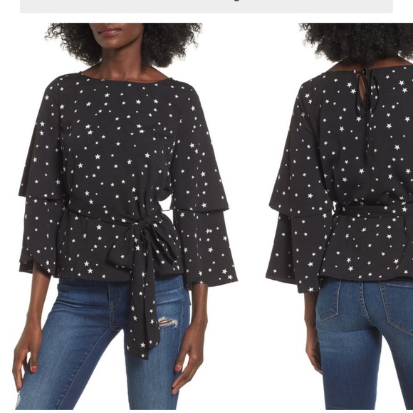 JOA Ruffle Sleeve Top - Picture 3 of 3